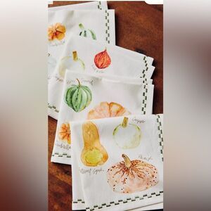 Anthropologie Types of Pumpkins Napkins, Set of 4